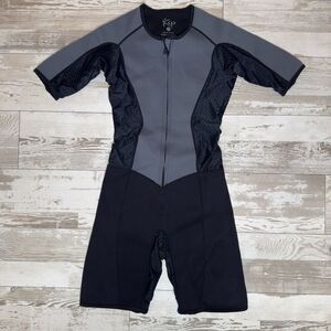 Kutting Weight Sauna Suit Small Gray Black Neoprene Zipper Tight Skin‎